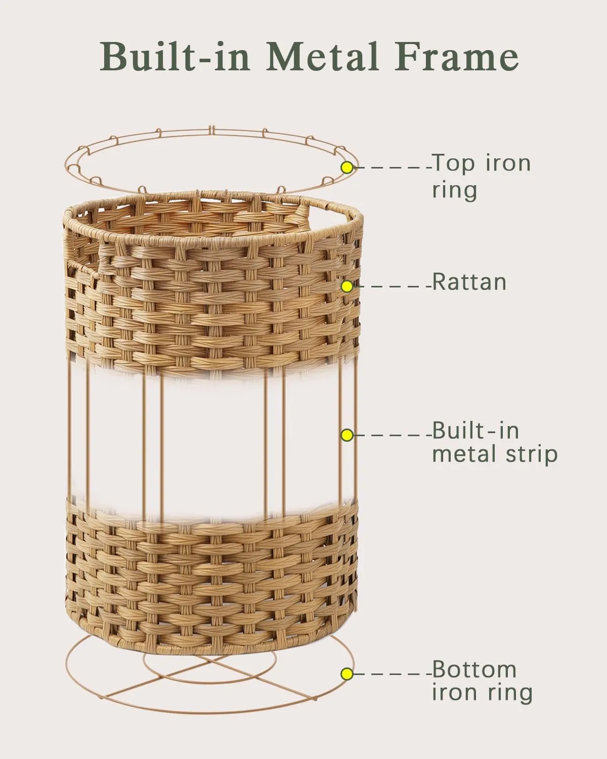 Large Laundry Hamper Laundry Basket Round 34.3 Gal (130 L) Handwoven Wicker Laundry Baskets Rattan Laundry Basket with Removable Bag Handles 2 Mesh Bags for Living Room Bedroom Natural
