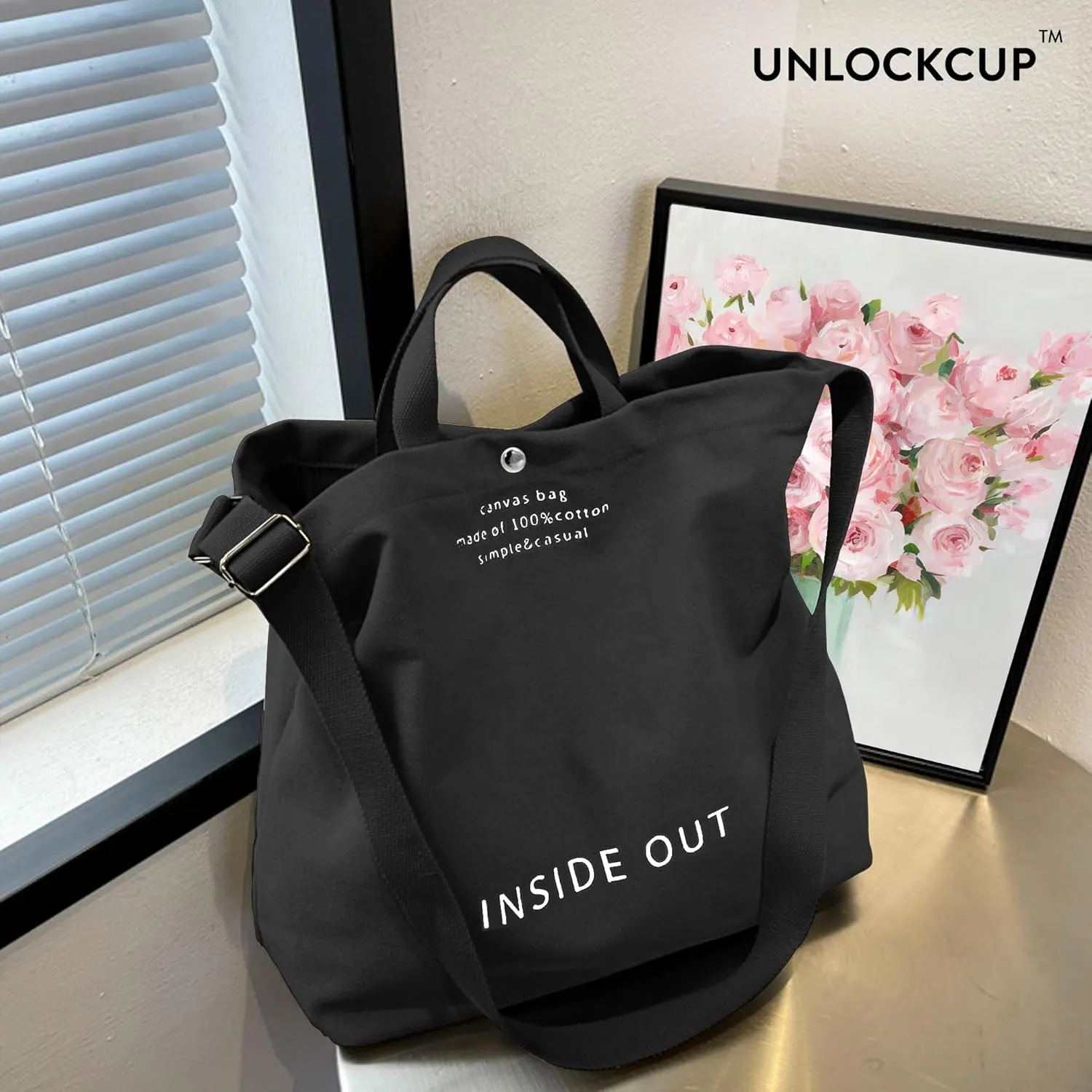 Large Tote Bag for Women, Canvas Bag Women Gift, Fashion Crossbody 16oz 100% Cotton Bag, Large Capacity Shoulder Bag