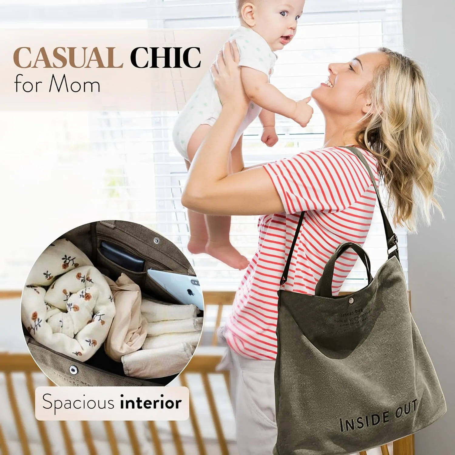 Large Tote Bag for Women, Canvas Bag Women Gift, Fashion Crossbody 16oz 100% Cotton Bag, Large Capacity Shoulder Bag