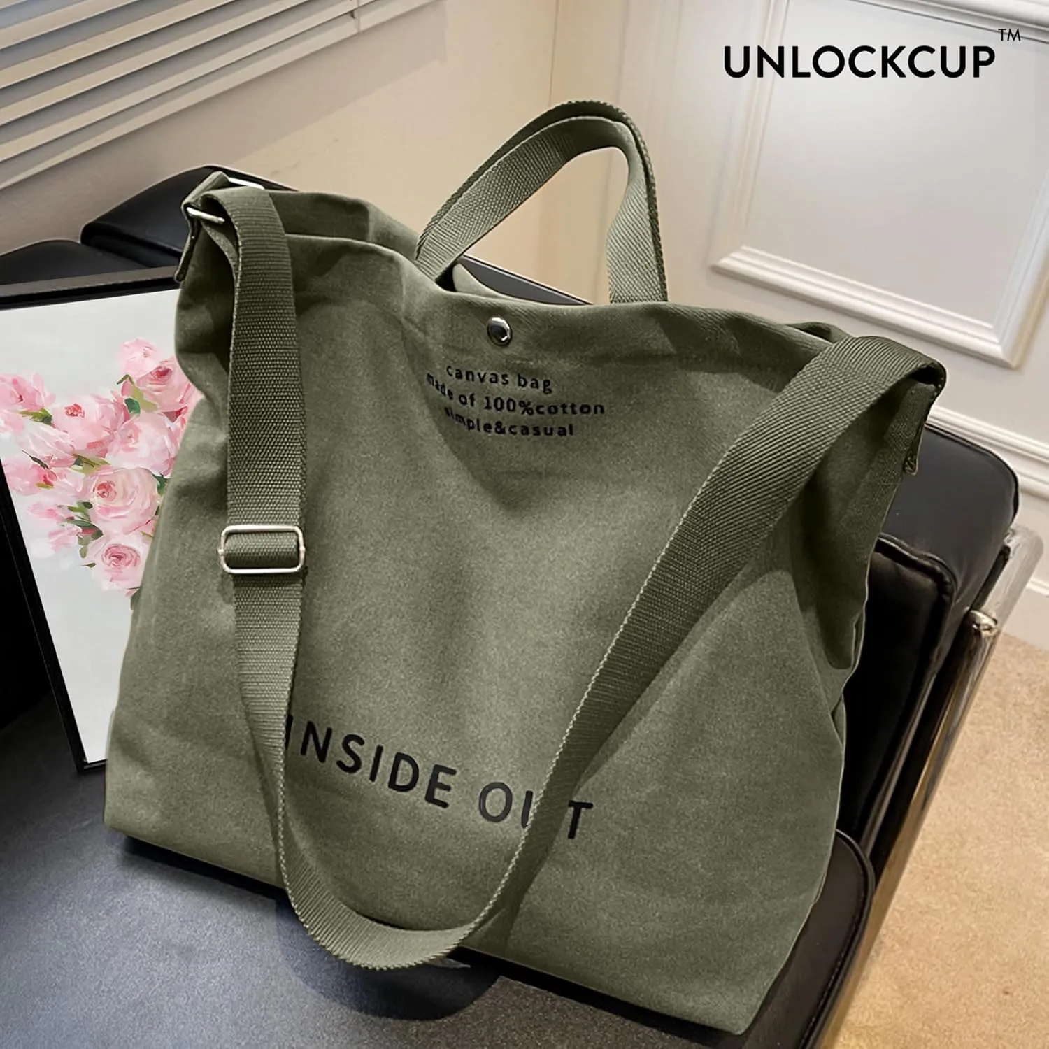 Large Tote Bag for Women, Canvas Bag Women Gift, Fashion Crossbody 16oz 100% Cotton Bag, Large Capacity Shoulder Bag
