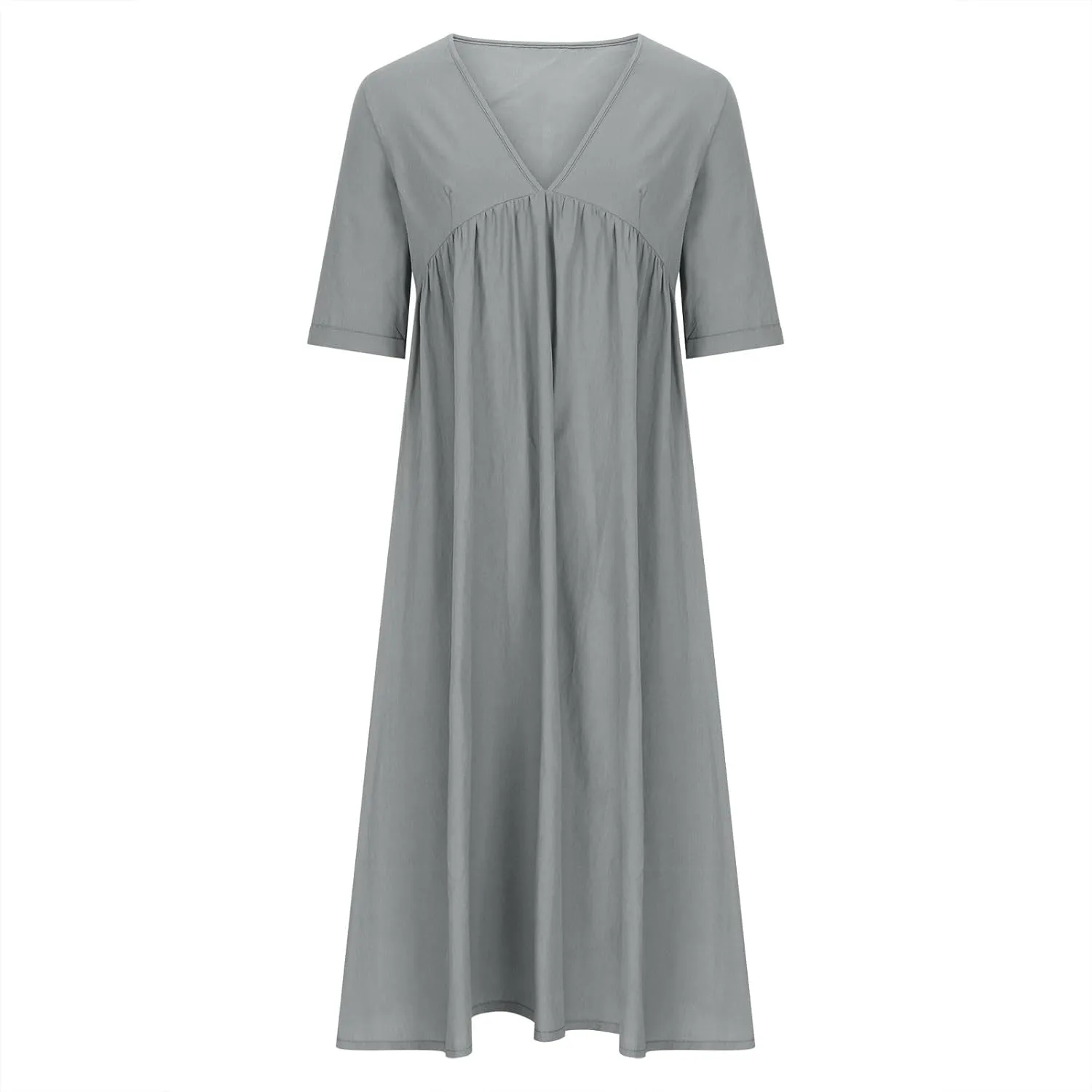 Lastesso Sundresses for Women 2024 Deep V Neck Short Dresses with Pockets High Waist Lightweight Cotton Linen Summer Dresses