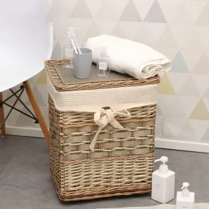 Laundry Basket Rattan Wicker Woven Basket, Storage Shelf Handbag Big Belly Foldable Rattan Display Hampers, for Bathroom Plants Flower Planter Toys Gift