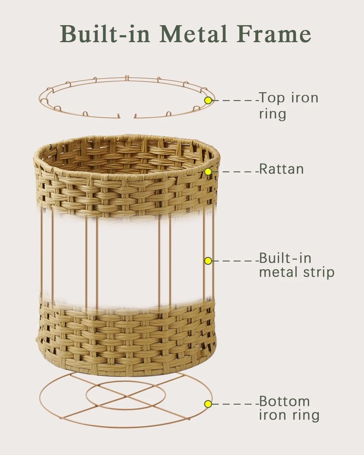 Laundry Hamper Round 26.5 Gal (100L) Handwoven Rattan Laundry Basket, Large Wicker Laundry Hamper with Removable Laundry Bag Handles 2 Mesh Bags for Bathroom Living Room Natural