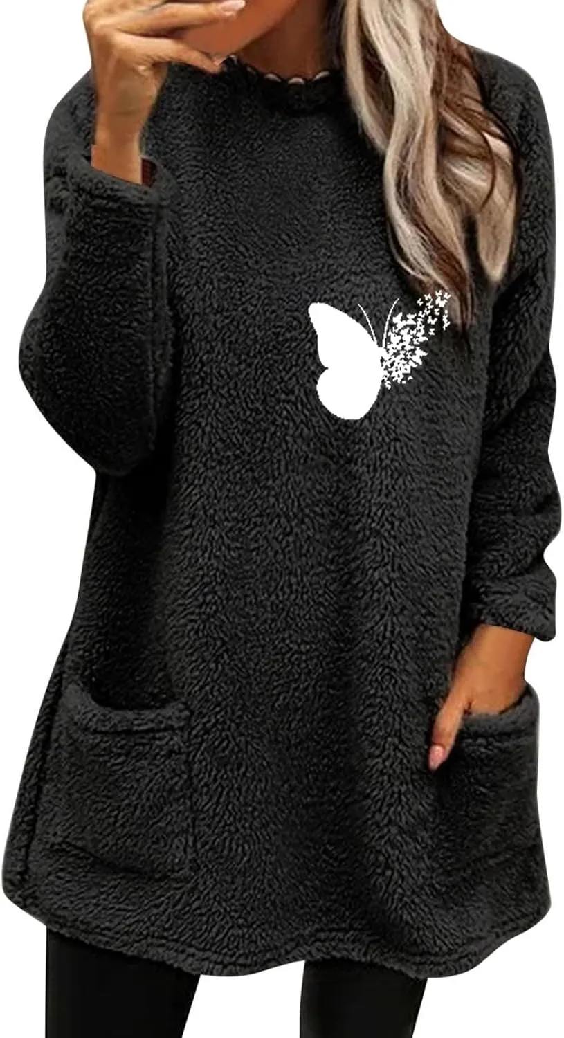 LCMTWX Winter Warm Fleece Pullover Sweatshirt Women Thickening Plus Size Coat Jacket Casual Plus Size Loose Coat Casual