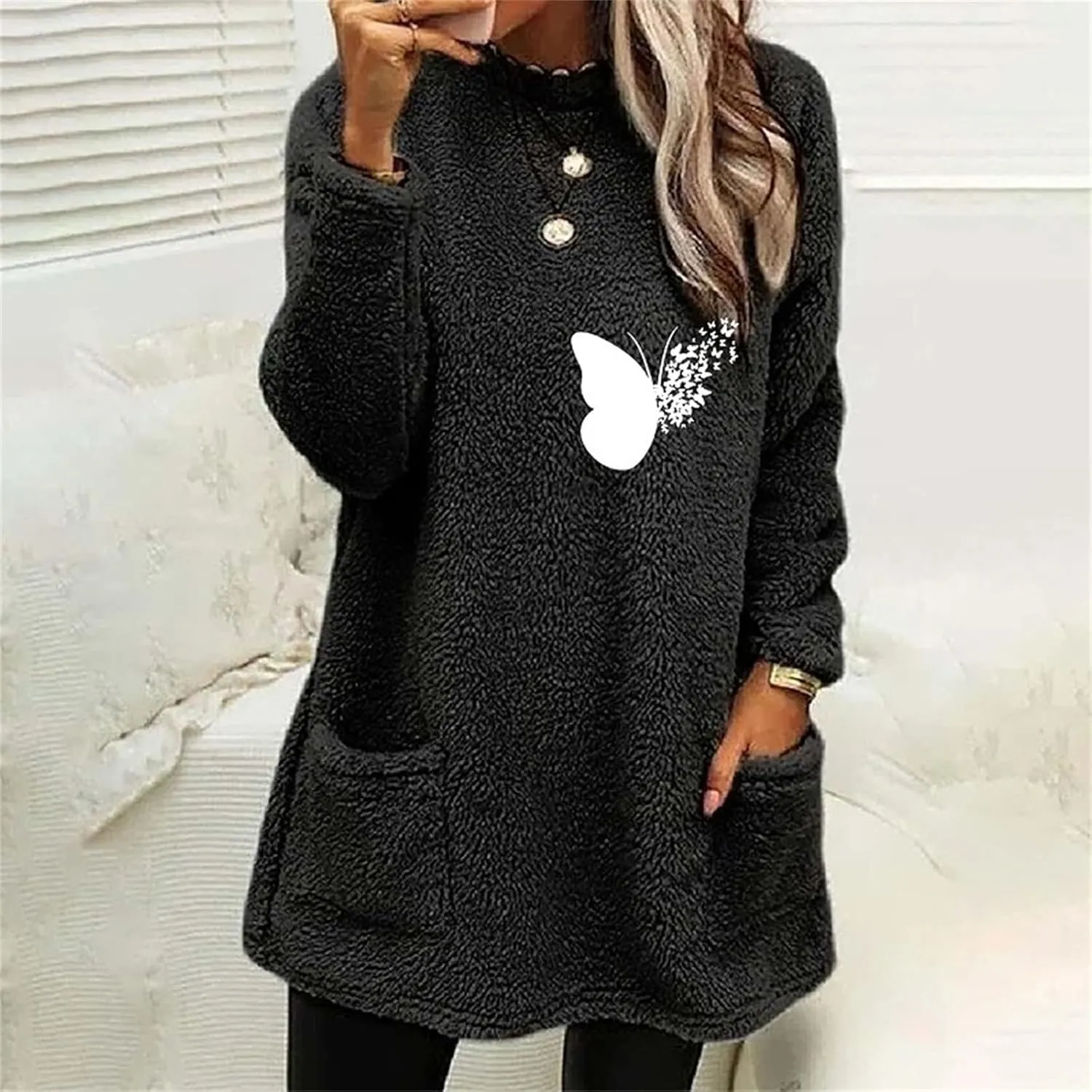 LCMTWX Winter Warm Fleece Pullover Sweatshirt Women Thickening Plus Size Coat Jacket Casual Plus Size Loose Coat Casual