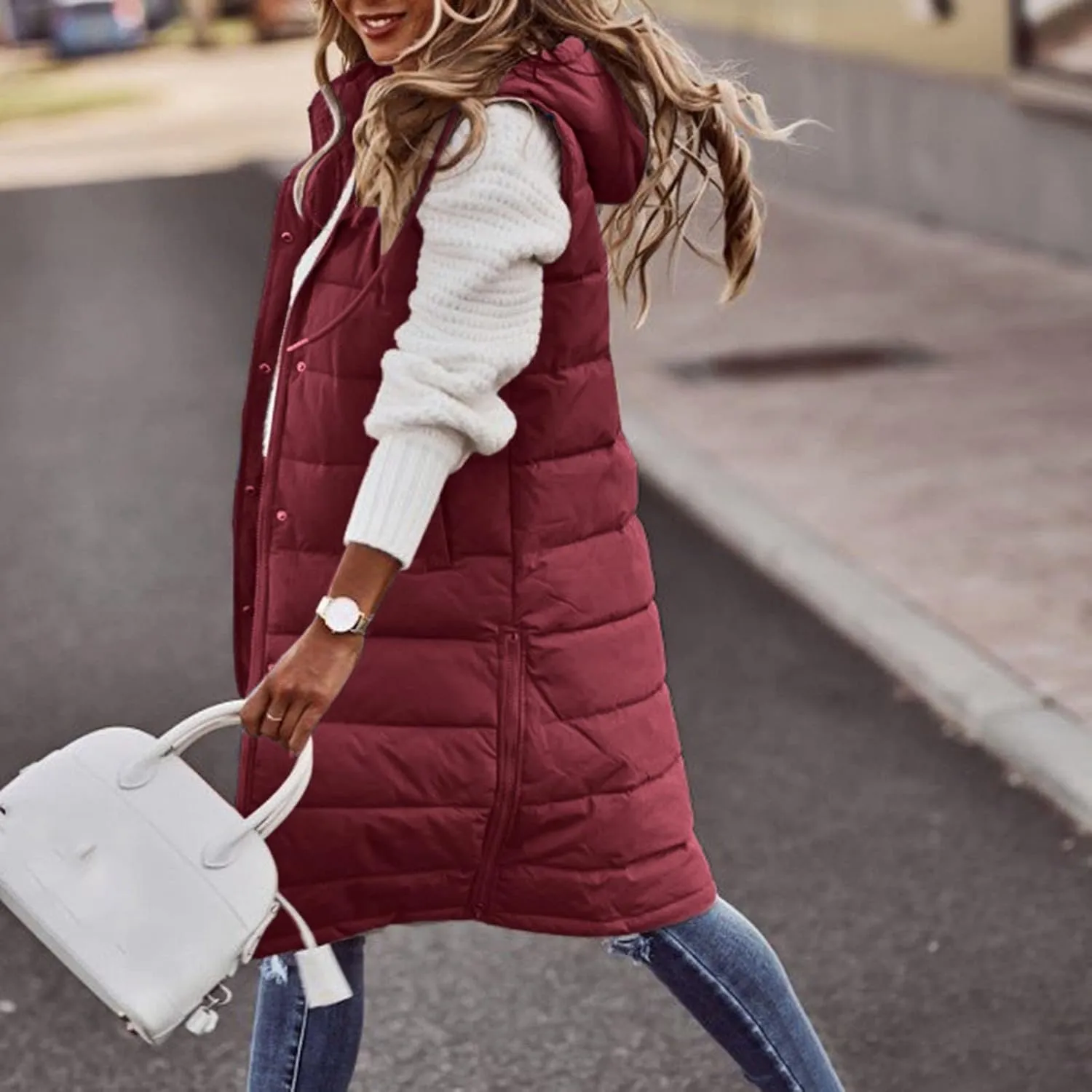 LCMTWX Womens Cardiagn Womens Winter Short Vest Lightweight Sleeveless Warm Jacket Down Vest Padded Vest Check Coat