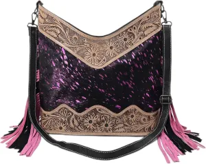 Leather Cross Body Bag Purse for Woman Sling Bag Cowhide Handmade Western Shoulder Bags With Adjustable Strap 12x14 in