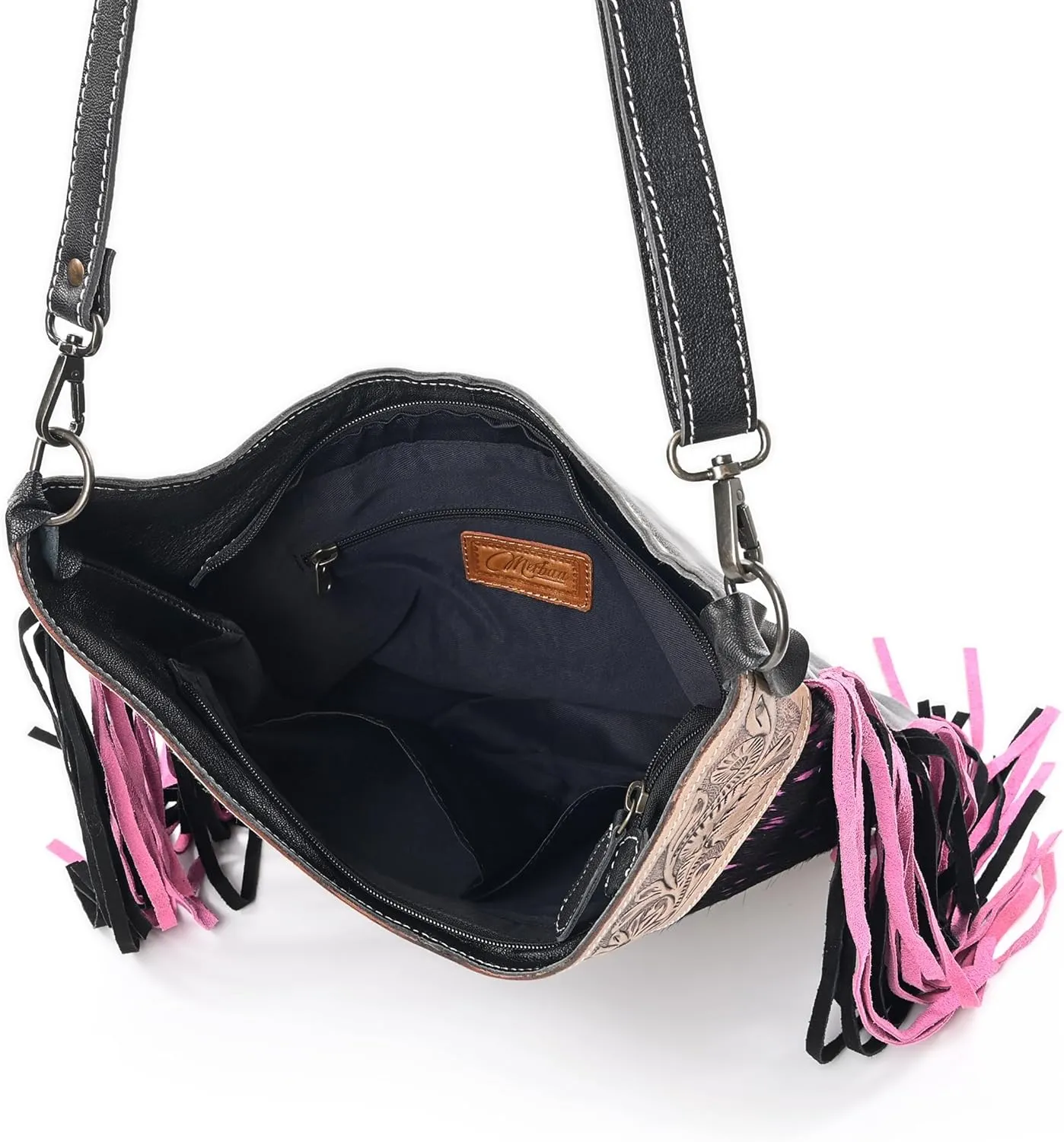 Leather Cross Body Bag Purse for Woman Sling Bag Cowhide Handmade Western Shoulder Bags With Adjustable Strap 12x14 in