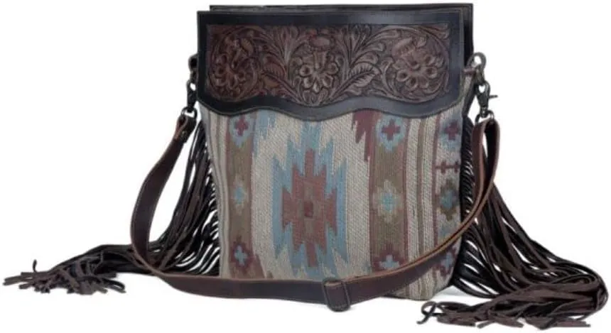 Leather Fringe Shoulder Bag-Myra Embossed