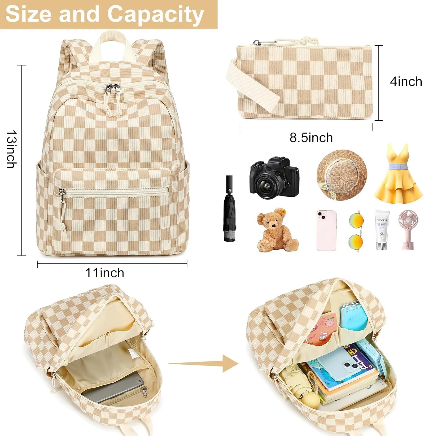 LEDAOU Mini Backpack Purse Cute Small Backpack with Wallet Backpacks for Women Grils Teens Daypack for Work Travel Daily
