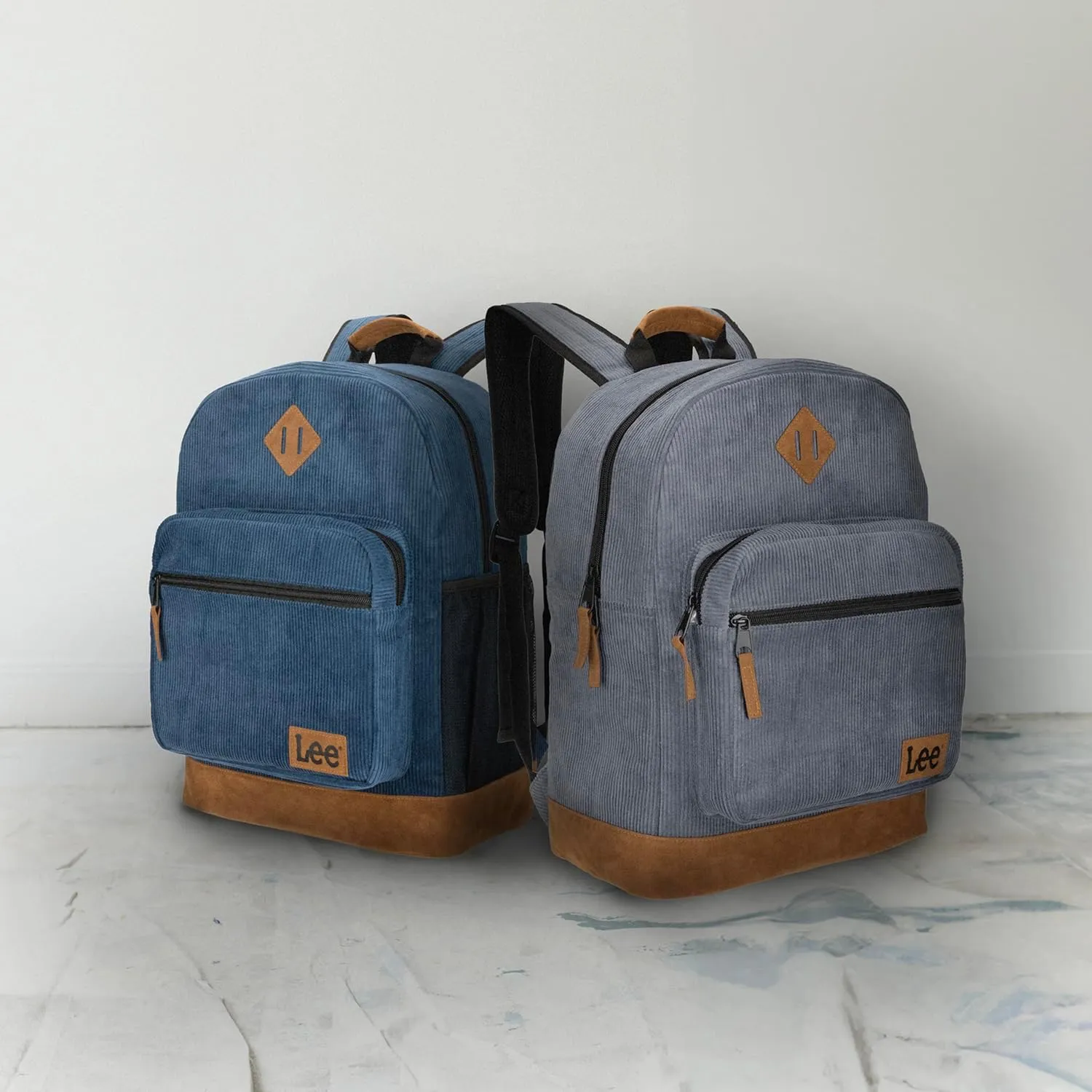 Lee Authentic Jeans Company Study Backpack for Class, Padded Laptop Sleeve Fits 15.6 Inch Notebook (Grey Corduroy)