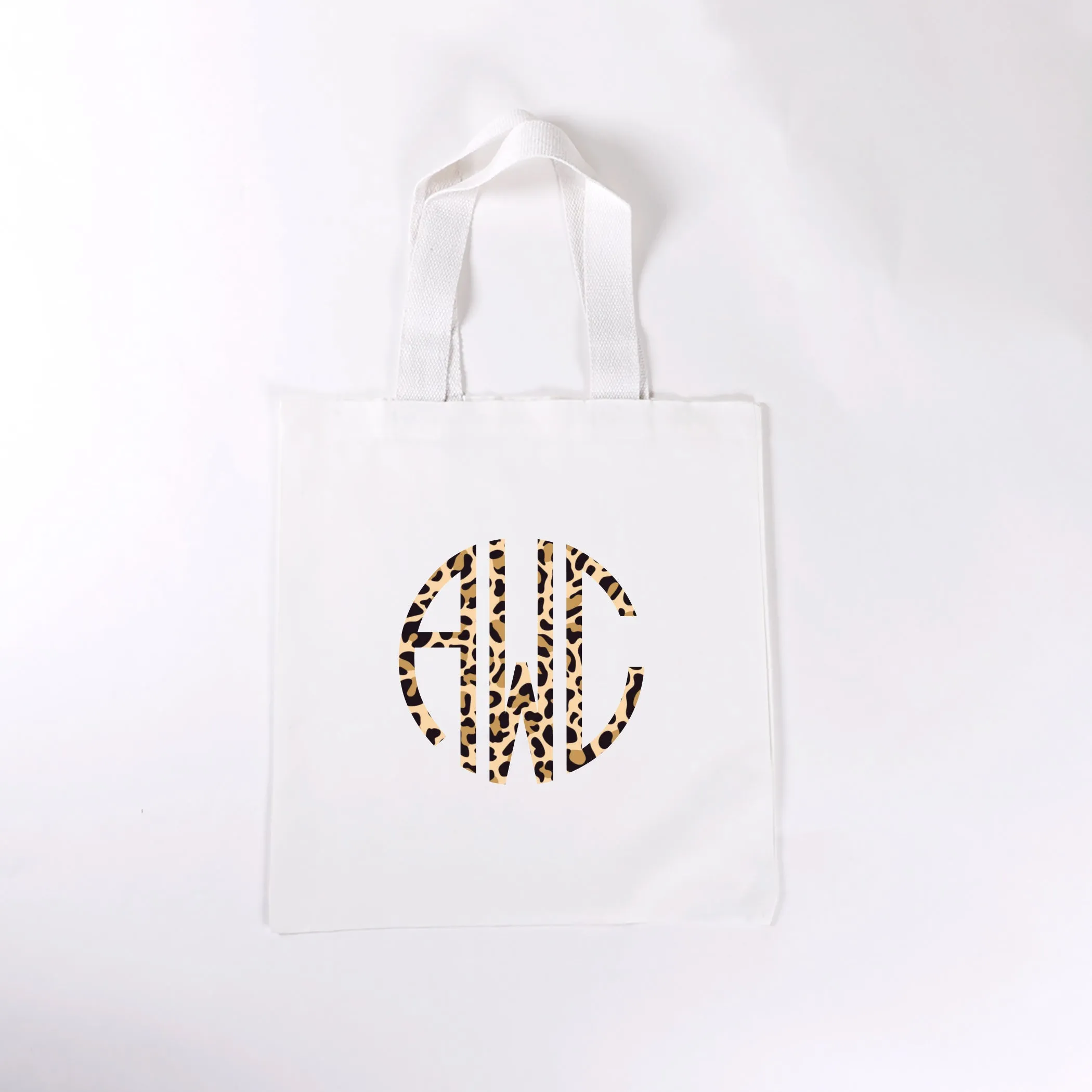 Leopard Circle Monogram, Personalized Tote Bag