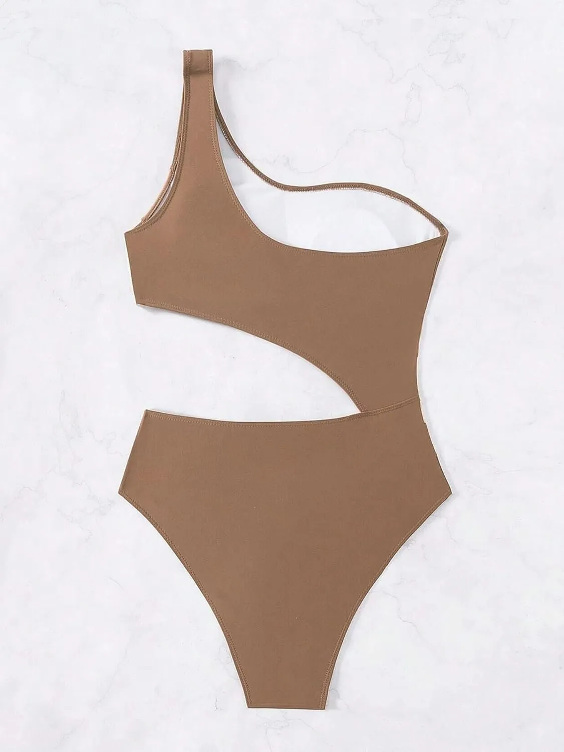Leoparts Women's Color Block One Piece Swimsuits Monokini One Shoulder Cutout High Cut Bathing Suits Beachwear