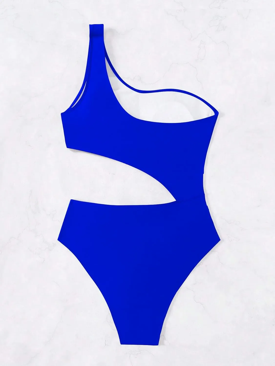Leoparts Women's Color Block One Piece Swimsuits Monokini One Shoulder Cutout High Cut Bathing Suits Beachwear