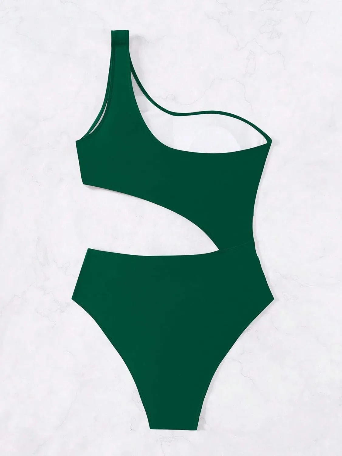 Leoparts Women's Color Block One Piece Swimsuits Monokini One Shoulder Cutout High Cut Bathing Suits Beachwear