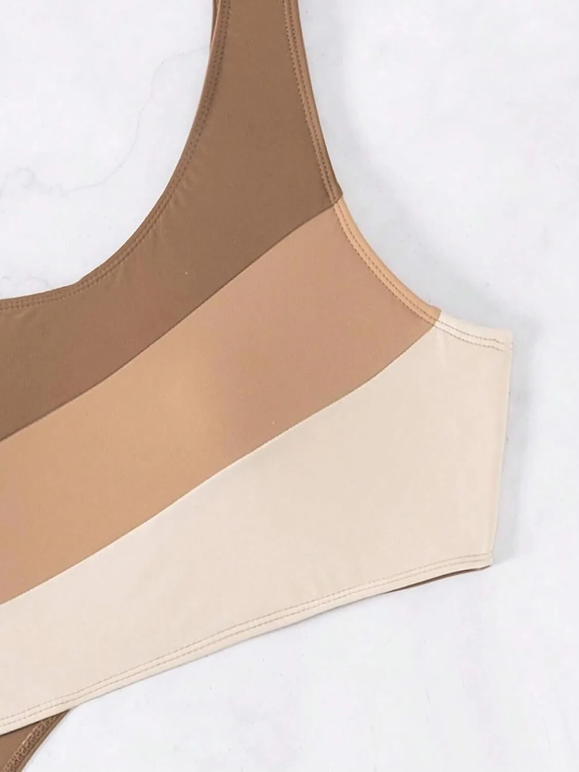 Leoparts Women's Color Block One Piece Swimsuits Monokini One Shoulder Cutout High Cut Bathing Suits Beachwear
