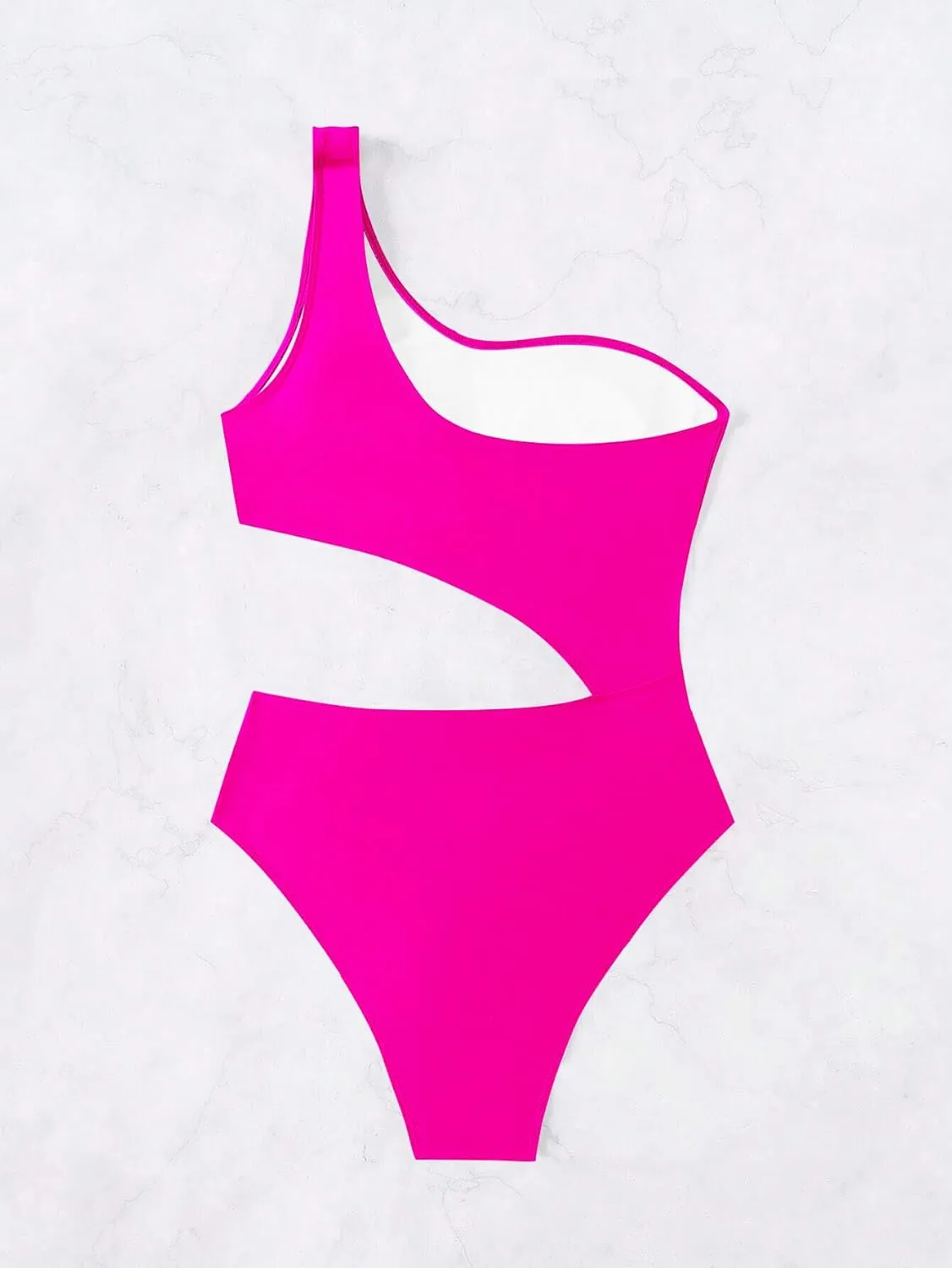 Leoparts Women's Color Block One Piece Swimsuits Monokini One Shoulder Cutout High Cut Bathing Suits Beachwear