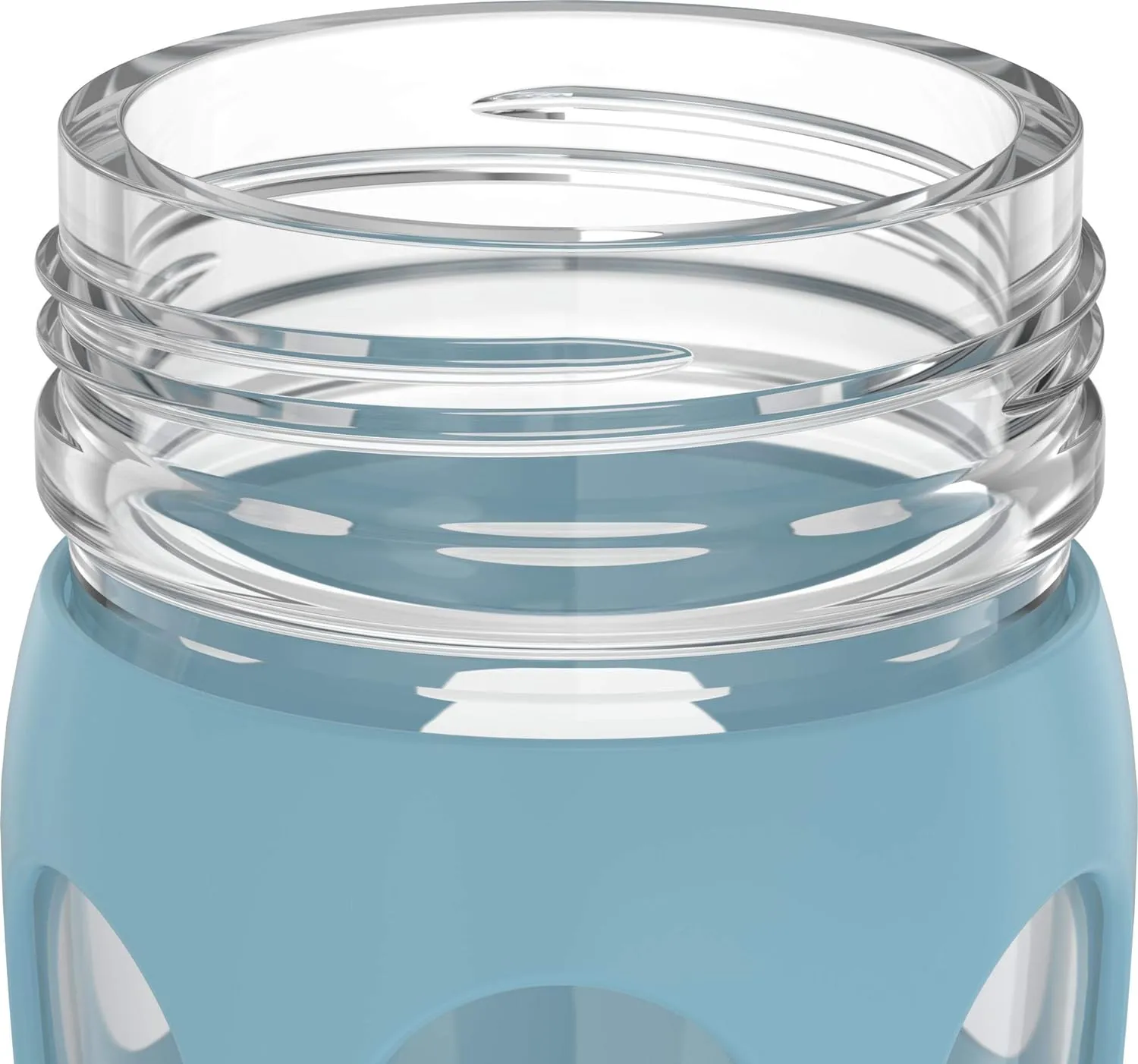 Lifefactory 12-Ounce Glass Water Bottle with Active Flip Cap and Protective Silicone Sleeve, Denim