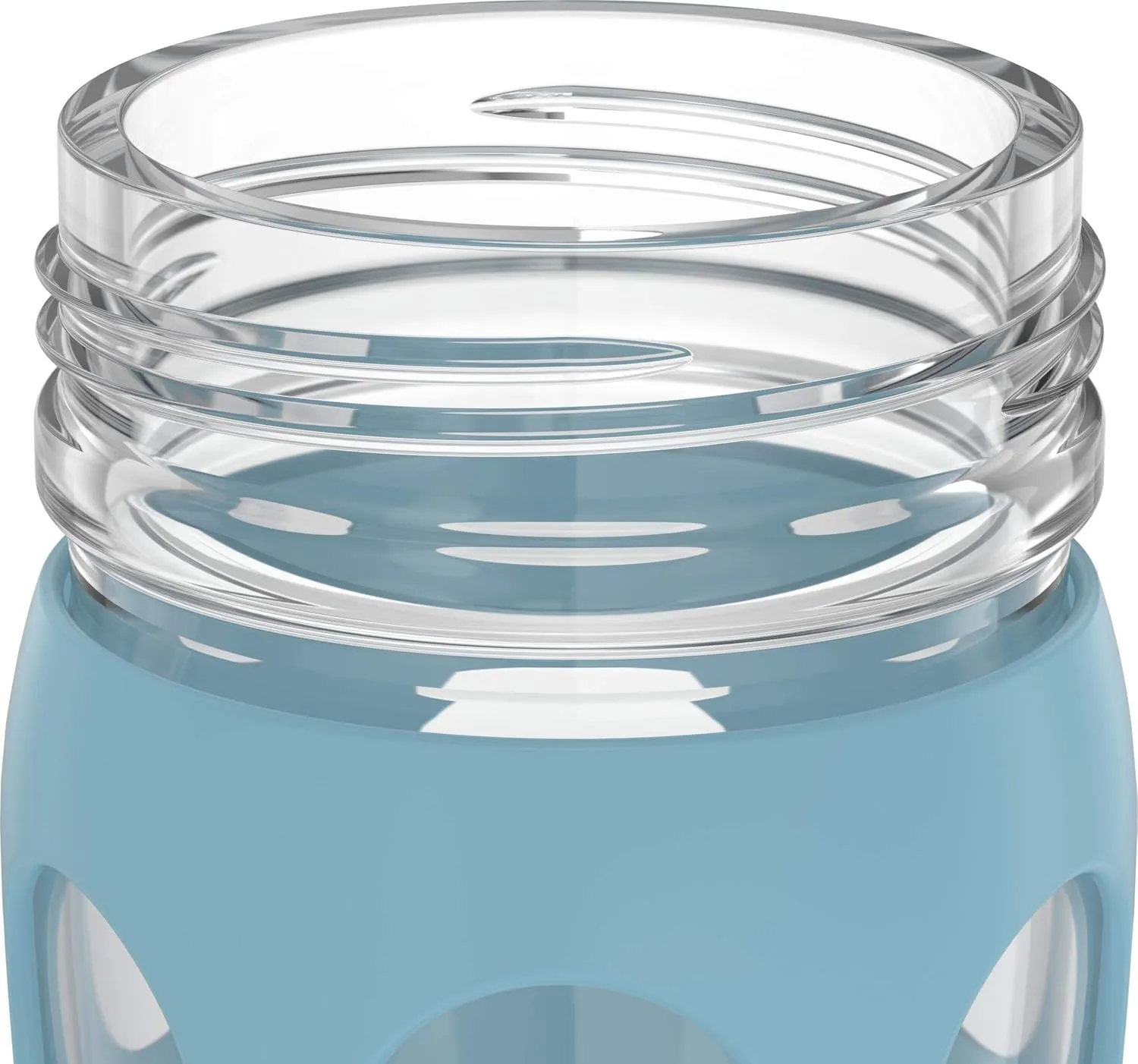 Lifefactory 16-Ounce Glass Water Bottle with Active Flip Cap and Protective Silicone Sleeve, Denim