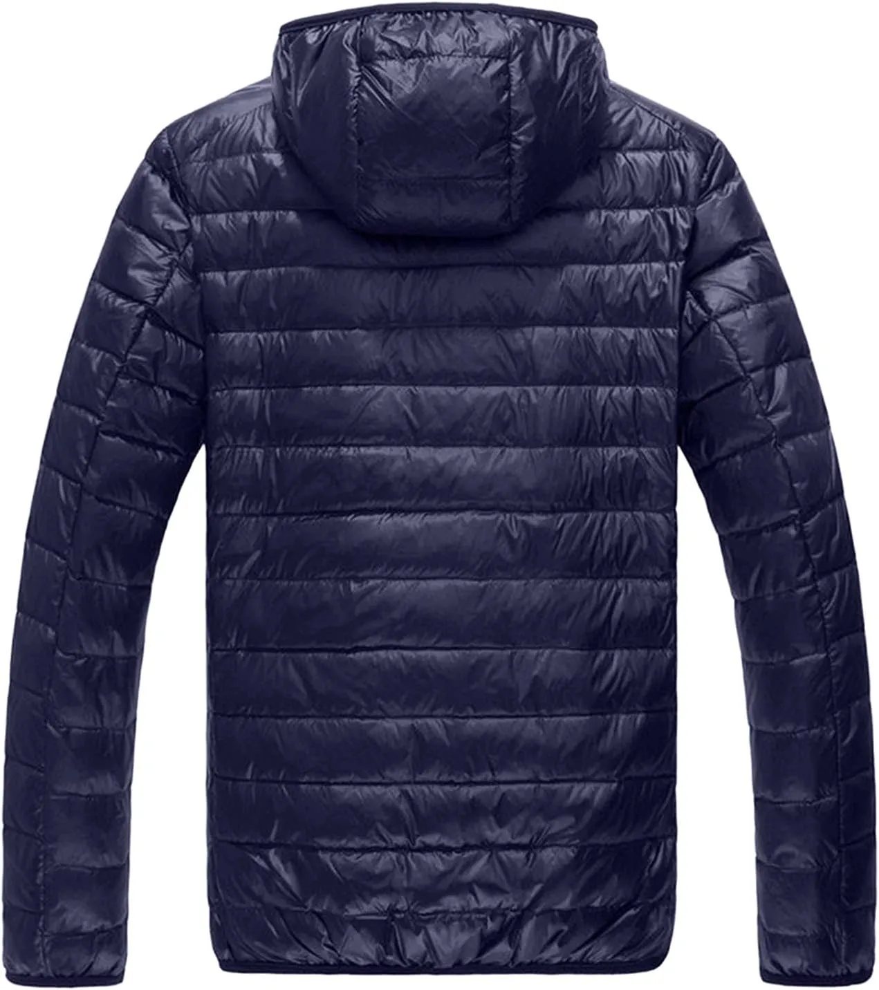 Lightweight Puffer Jacket for Men Slim Fit Casual Packable Hooded Jackets Warm Thicken Winter Full Zipper Padded Coats