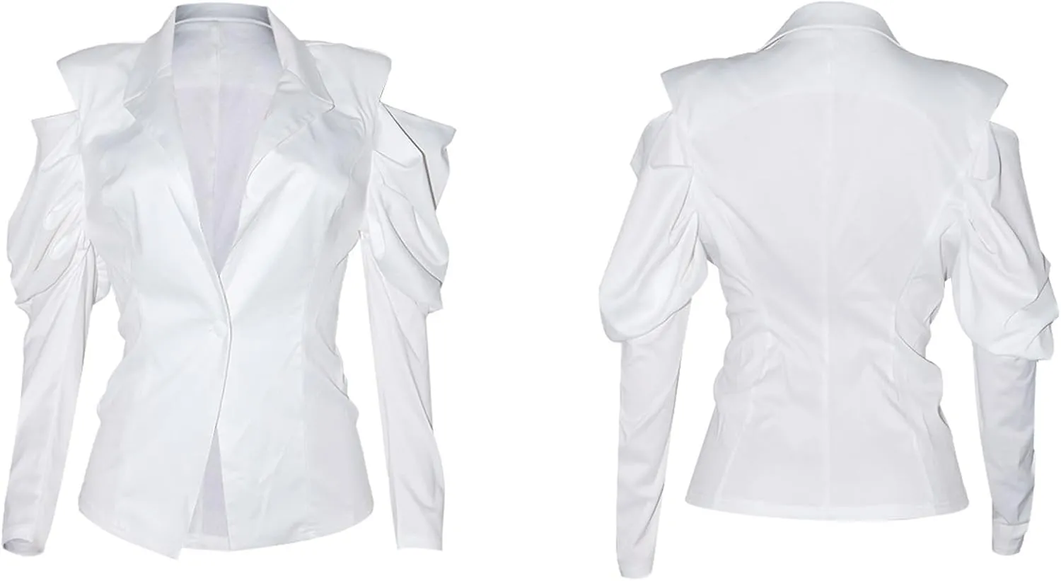 LKOUS Women's Fall Sexy Blazers,Puff Long Sleeve Lapel Open Front Work Office Suit Jacket