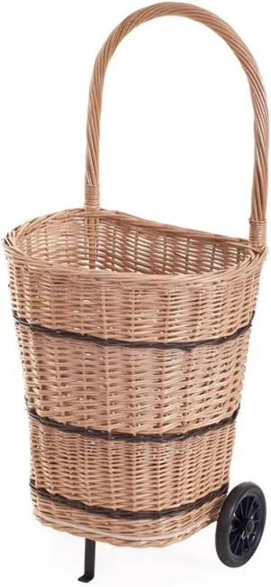 Log Basket on Wheels Trolley Wheeled Wicker