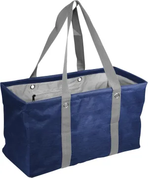 Logo Brands Plain Navy Crosshatch Picnic Caddy – Multipurpose Oversized Tote with Reinforced Handles, and Interior Pocket