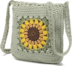 lola mae Crochet Shoulder Bag Knitted Crossbody Beach Purse Woven Cotton handbag