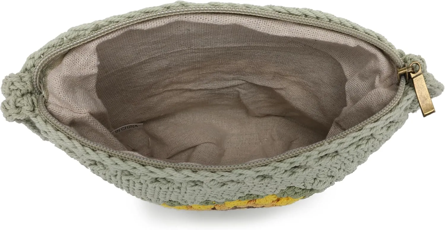 lola mae Crochet Shoulder Bag Knitted Crossbody Beach Purse Woven Cotton handbag
