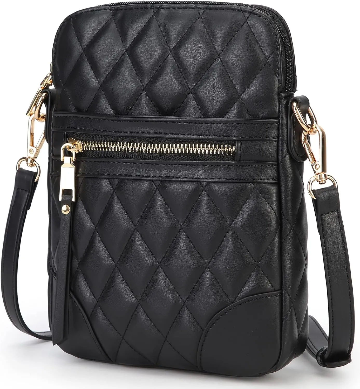 lola mae Small Quilted Crossbody Bag for Women Phone Pocket Shoulder Handbag Zipper Closure