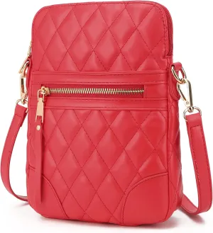 lola mae Small Quilted Crossbody Bag for Women Phone Pocket Shoulder Handbag Zipper Closure