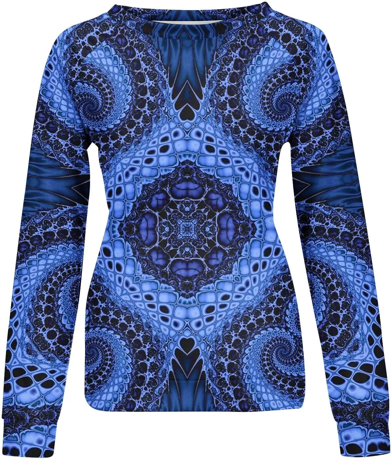Loose Fitting Long Sleeve Tops for Women Aztec Ethnic Print Graphic Tee Shirts Casual Dressy Crewneck Sweatshirts
