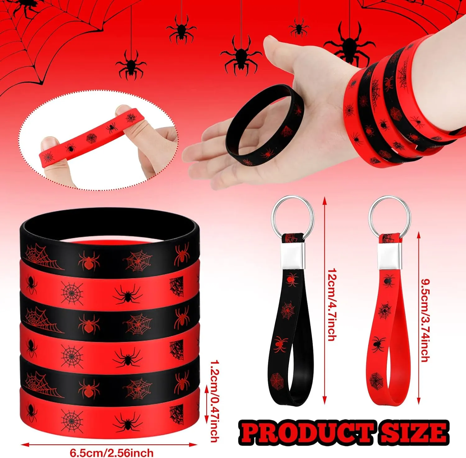 Lothee 32 Pieces Spiderweb Birthday Party Decoration Set Spiderweb Drawstring Bags Funny Travel Sack Backpack Rubber Bracelets Wristlet Keychain for Birthday Party Supplies Favors(Novel Style)