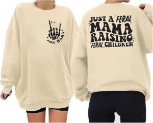 LOTUCY Crewneck Mama Sweatshirt Women Round Neck Casual Oversized Pullover Hoodies Long Sleeve Blouse Tops