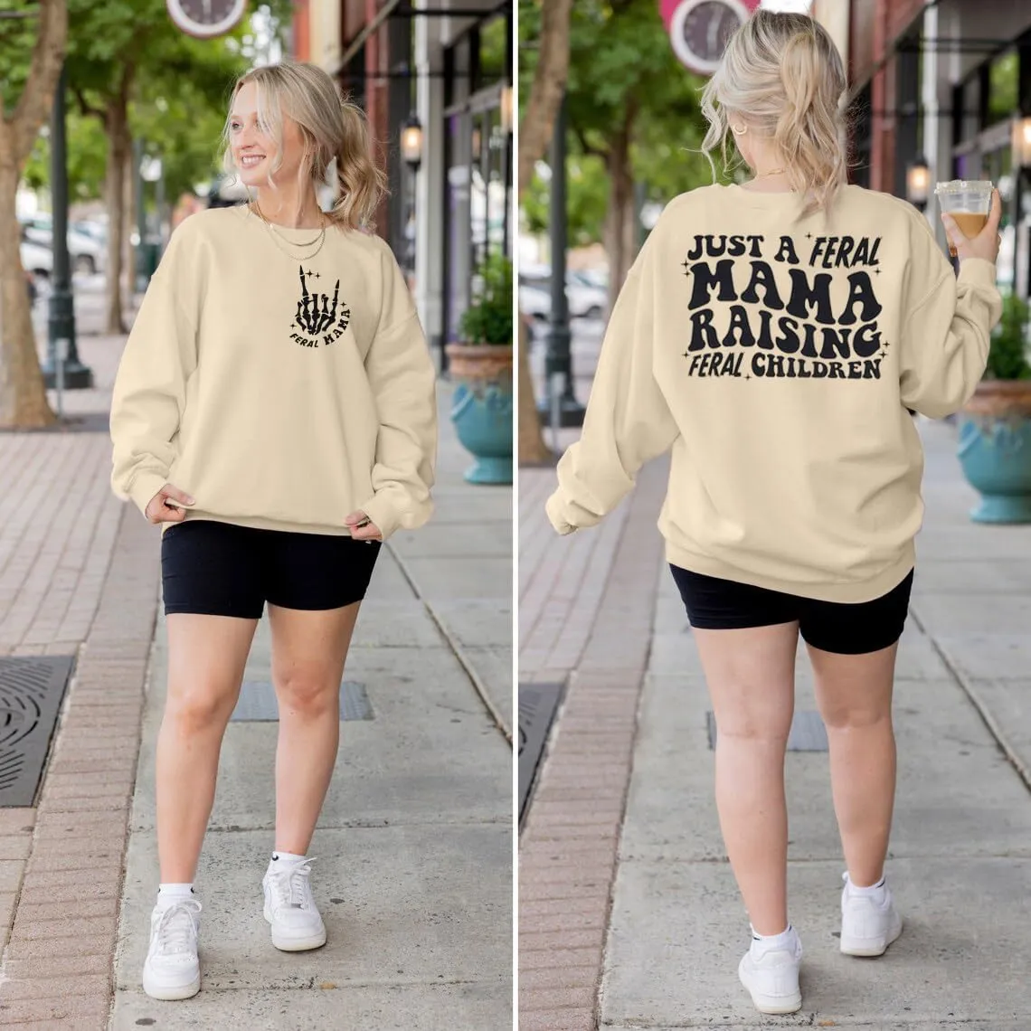 LOTUCY Crewneck Mama Sweatshirt Women Round Neck Casual Oversized Pullover Hoodies Long Sleeve Blouse Tops