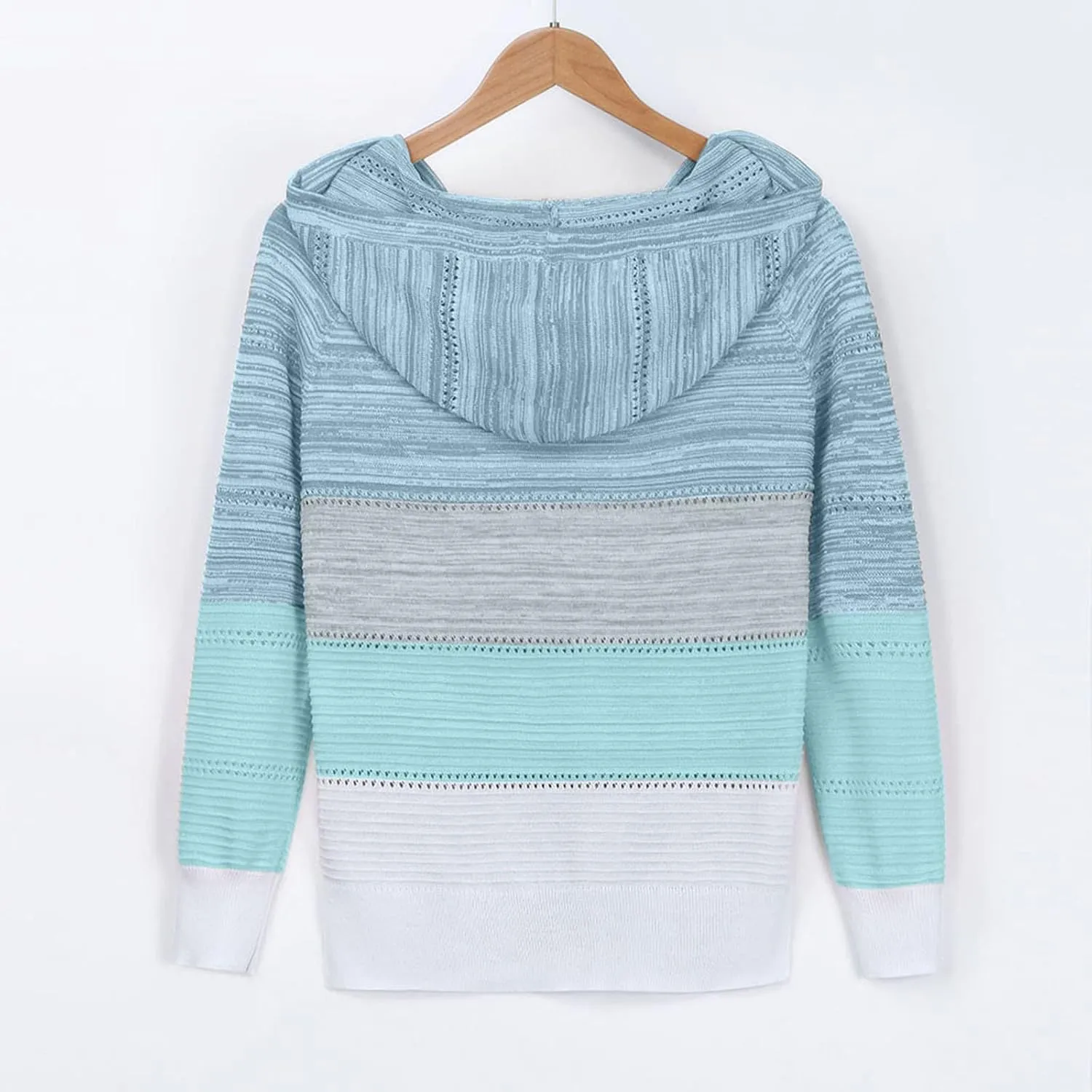 LRMQS Womens Fall Fashion 2024 Color Block Drawstring Hoodies Sweater Trendy Casual Loose Cute Knit Pullover Winter Clothes