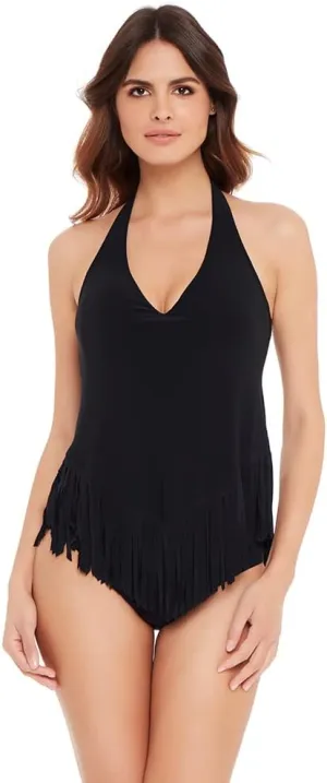 MagicSuit Women's Swimwear Solid Fringe Benefits Stevie Underwire Halter Bra Tankini Top