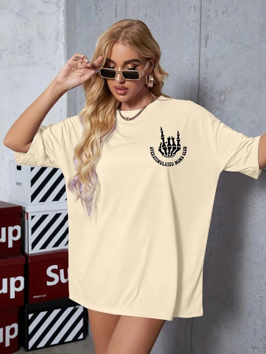 Mama Motherhood Oversized Tshirt Women Funny Graphic Trendy Mom Life Shirts Drop Shoulder Tee Tops