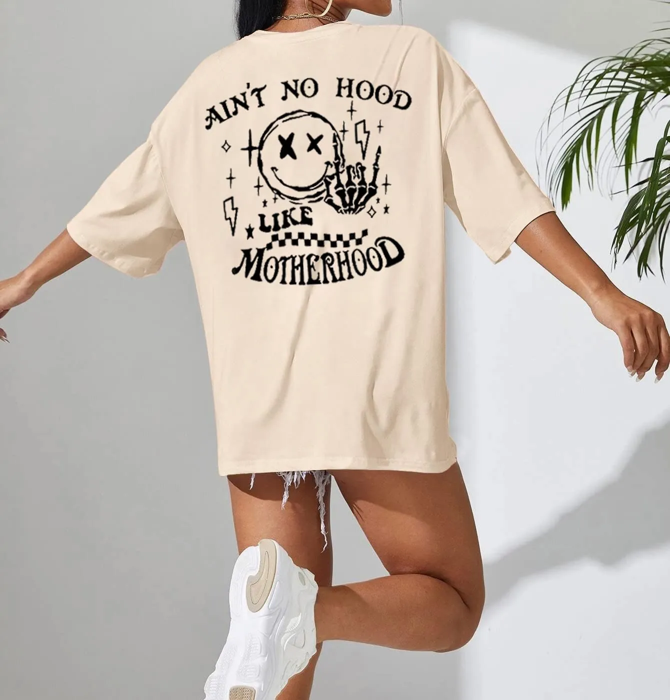 Mama Motherhood Oversized Tshirt Women Funny Graphic Trendy Mom Life Shirts Drop Shoulder Tee Tops