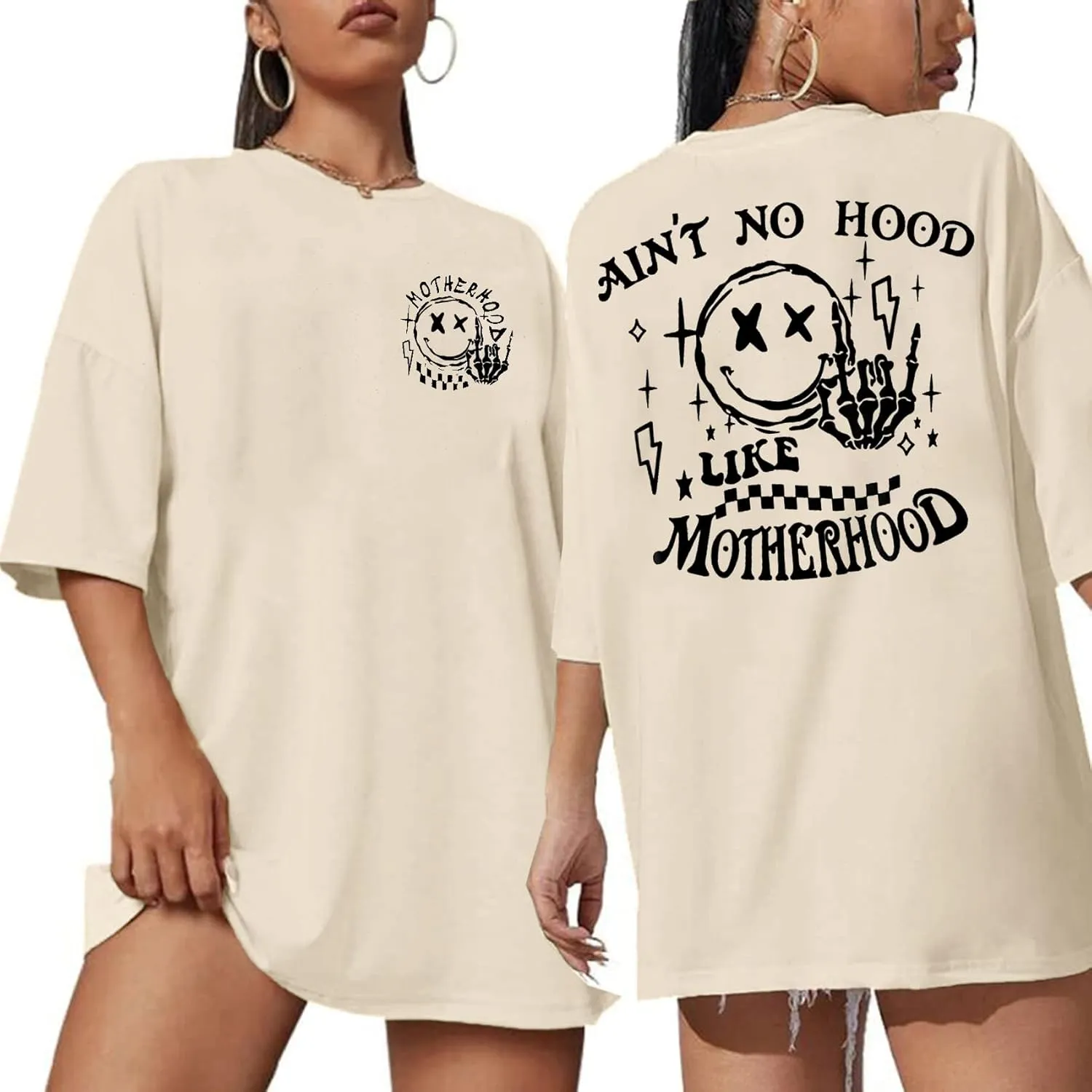 Mama Motherhood Oversized Tshirt Women Funny Graphic Trendy Mom Life Shirts Drop Shoulder Tee Tops