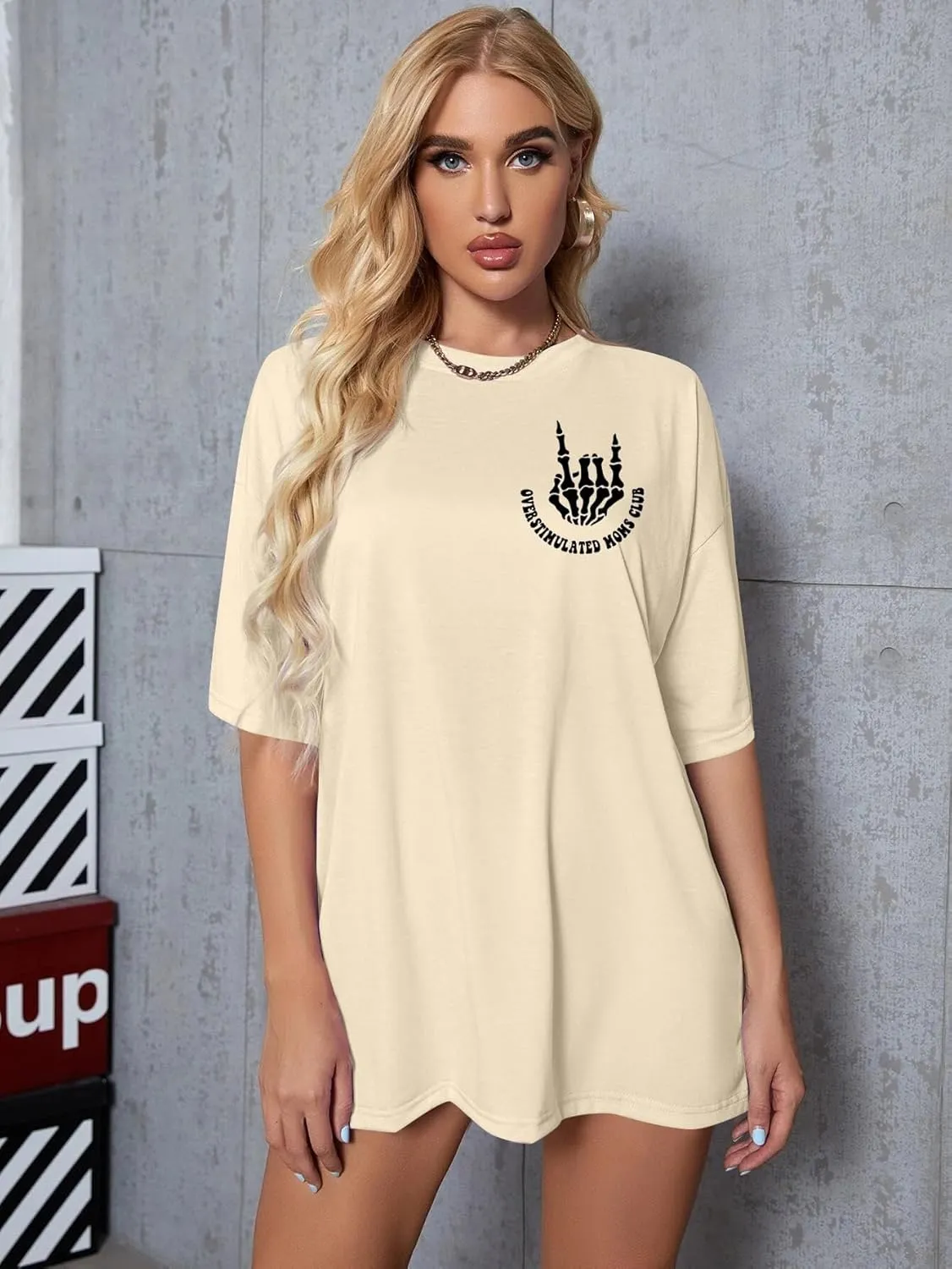 Mama Motherhood Oversized Tshirt Women Funny Graphic Trendy Mom Life Shirts Drop Shoulder Tee Tops