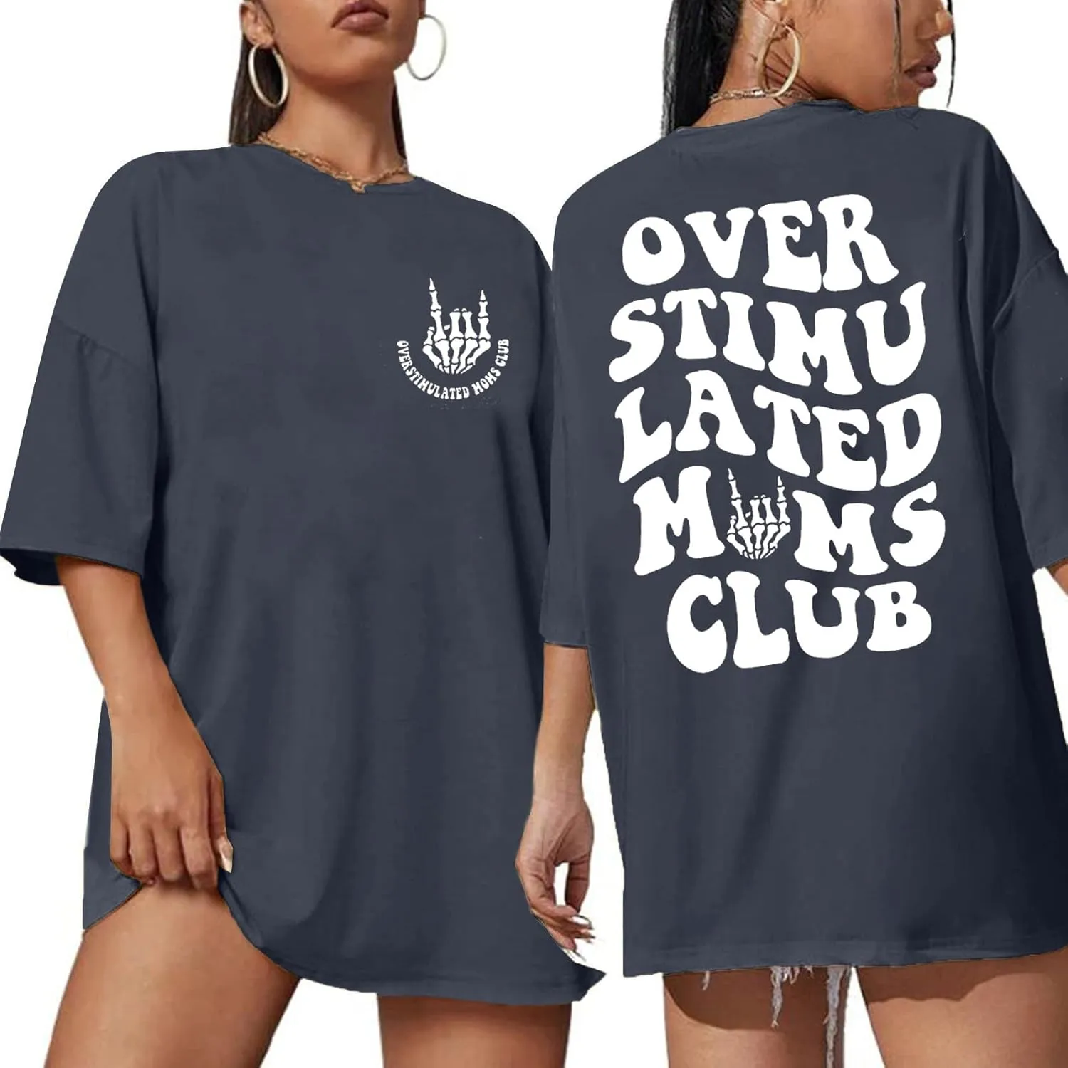 Mama Motherhood Oversized Tshirt Women Funny Graphic Trendy Mom Life Shirts Drop Shoulder Tee Tops