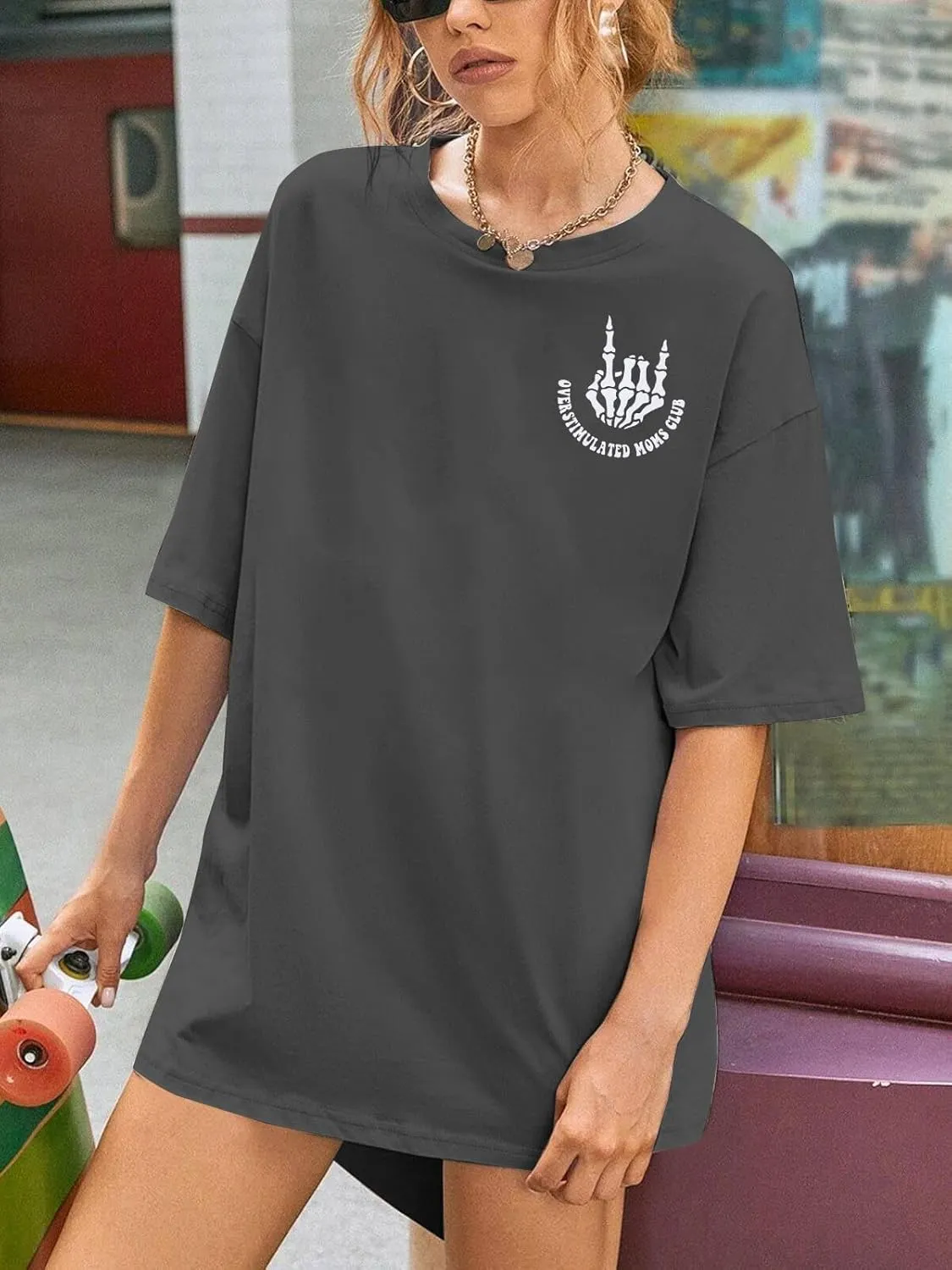 Mama Motherhood Oversized Tshirt Women Funny Graphic Trendy Mom Life Shirts Drop Shoulder Tee Tops