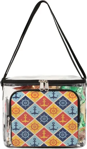Maritime Mood Clear Lunch Bag Stadium Approved for Women Men Large Transparent Lunch Box with Adjustable Strap See Through Tote Bag for Work Sports Events Concerts