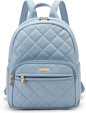 Marvolia Mini Backpack for Women - Vegan Leather Small Fashion Purse for Travel Work Shopping - Light Blue