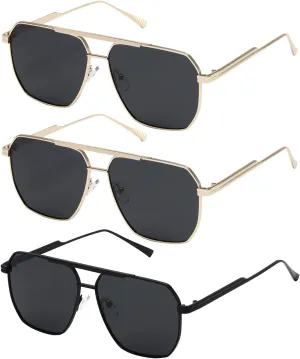 MASDUN Retro Oversized Square Polarized Sunglasses for Women Men Vintage Shades UV400 Classic Metal Sun Glasses