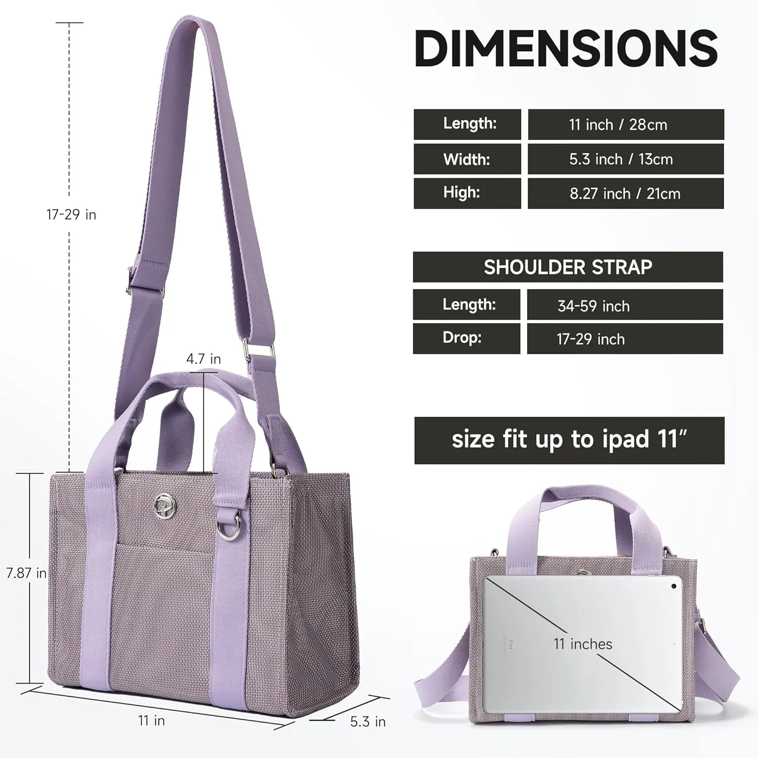 Medium Canvas Tote Bag for Women, Crossbody Satchel Bag with Adjustable Strap, Travel Purse, Work Handbag, and Everyday Bag