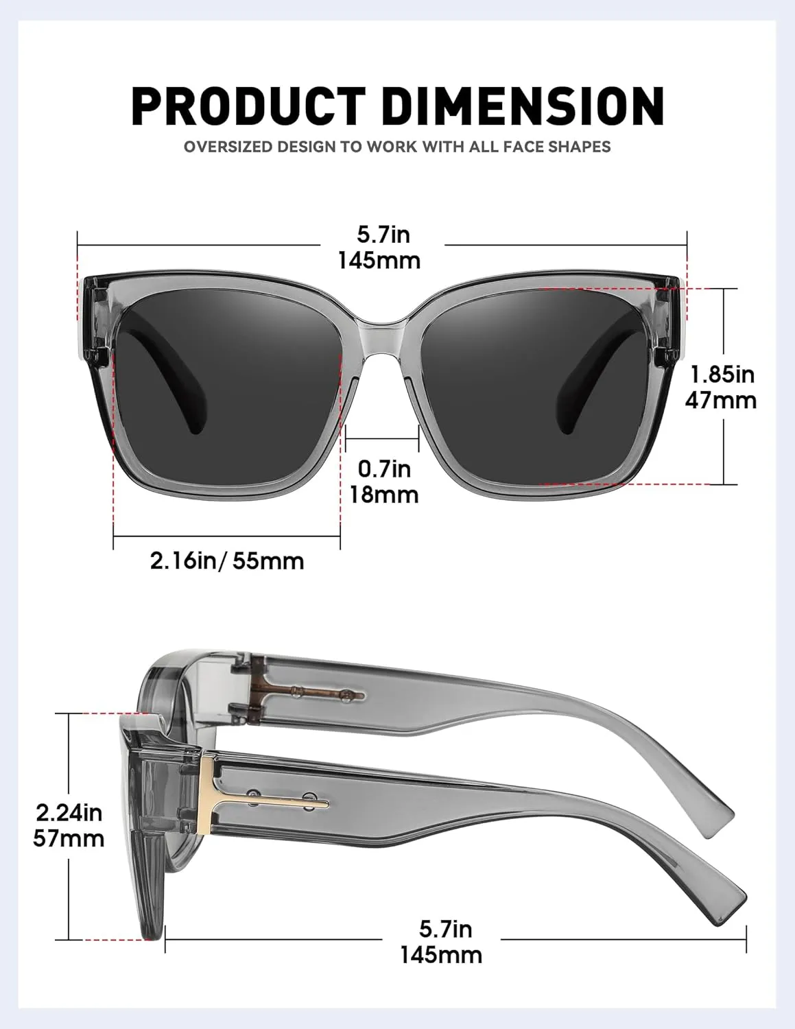 MEETSUN Oversized Fit Over Glasses Sunglasses for Women Men Large Trendy Polarized Sunglasses for Driving UV Protection