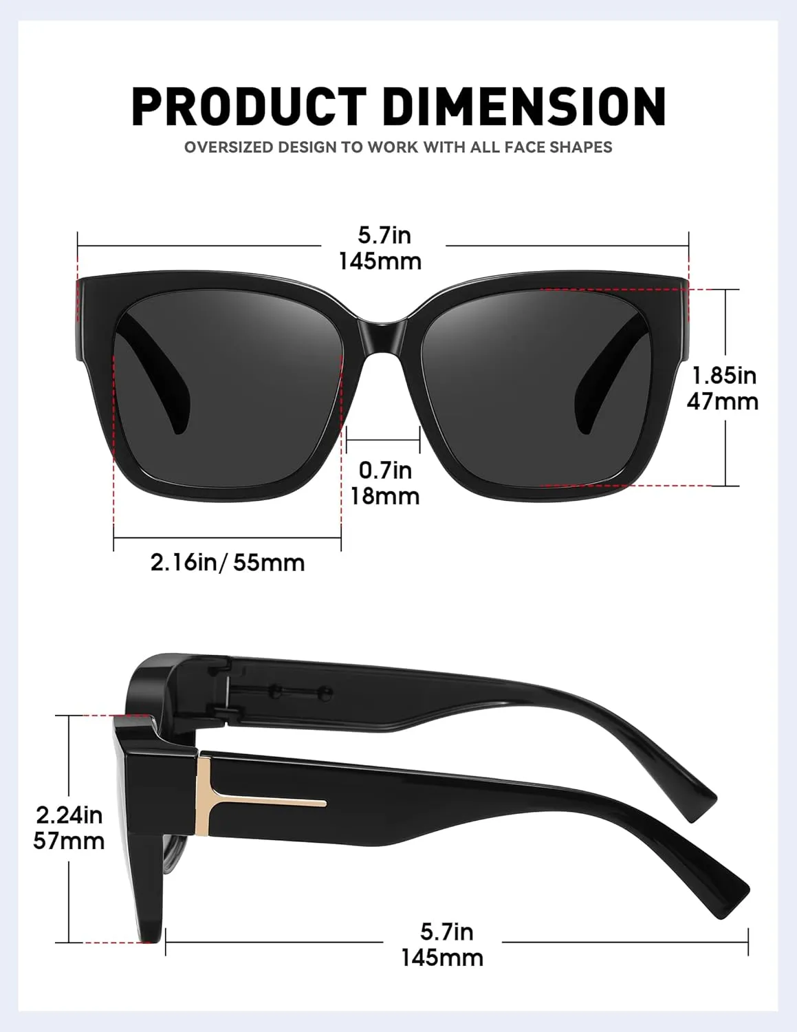 MEETSUN Oversized Fit Over Glasses Sunglasses for Women Men Large Trendy Polarized Sunglasses for Driving UV Protection