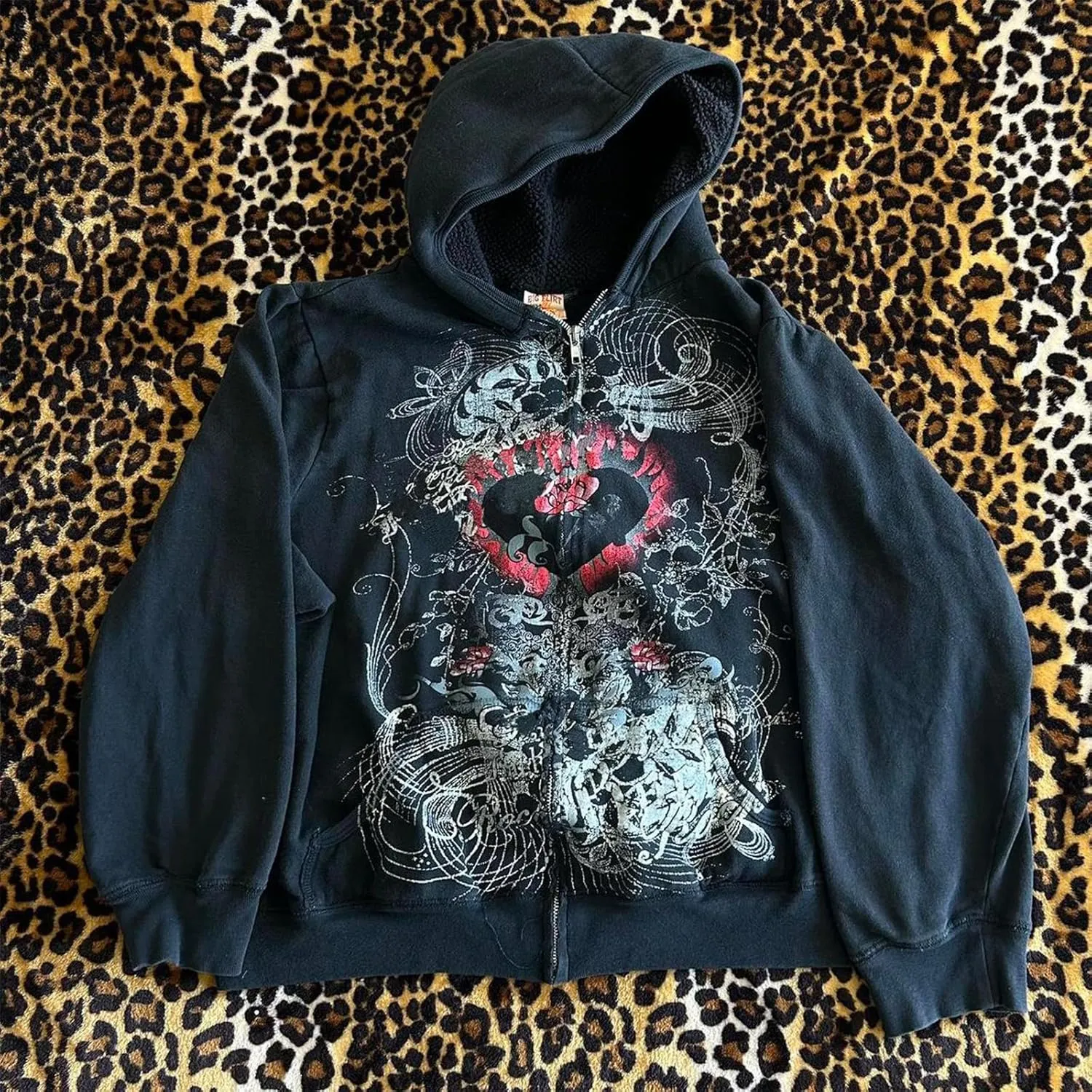 Meiweileya Women's Y2k Grunge Skull Graphic Zip Up Hoodies Emo Goth Skeleton Jacket Long Sleeve